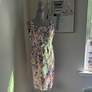 Ann Taylor Sleeveless Floral Dress White